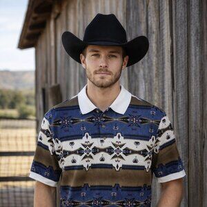 Roughrider by Circle T Mens Pullover Shirt M Southwestern Cotton Made in USA NWT